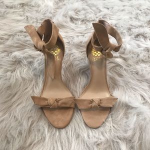 Light Tan/Beige Suede Tie Sandal Heel
